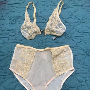 ASOS Gold Lace Triangle Bra & High Rise